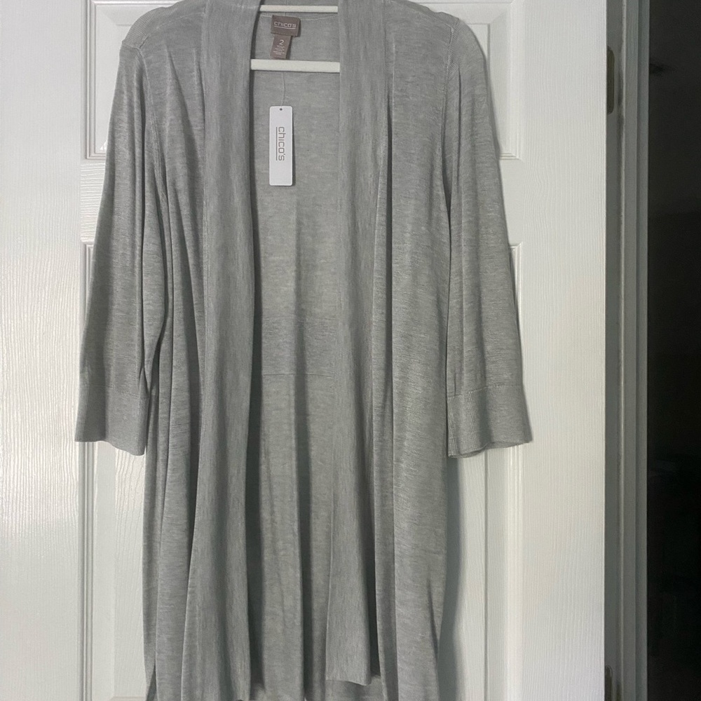 Chico's Open-Front Lightweight Cardigan - Gray